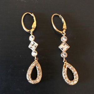 Swarovski dangly gold earrings